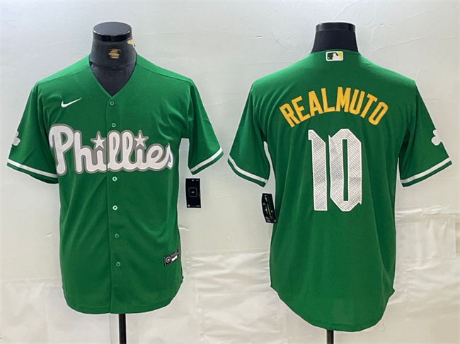 Men's Philadelphia Phillies #10 J.T. Realmuto Green 2024 City Connect Stitched Jersey
